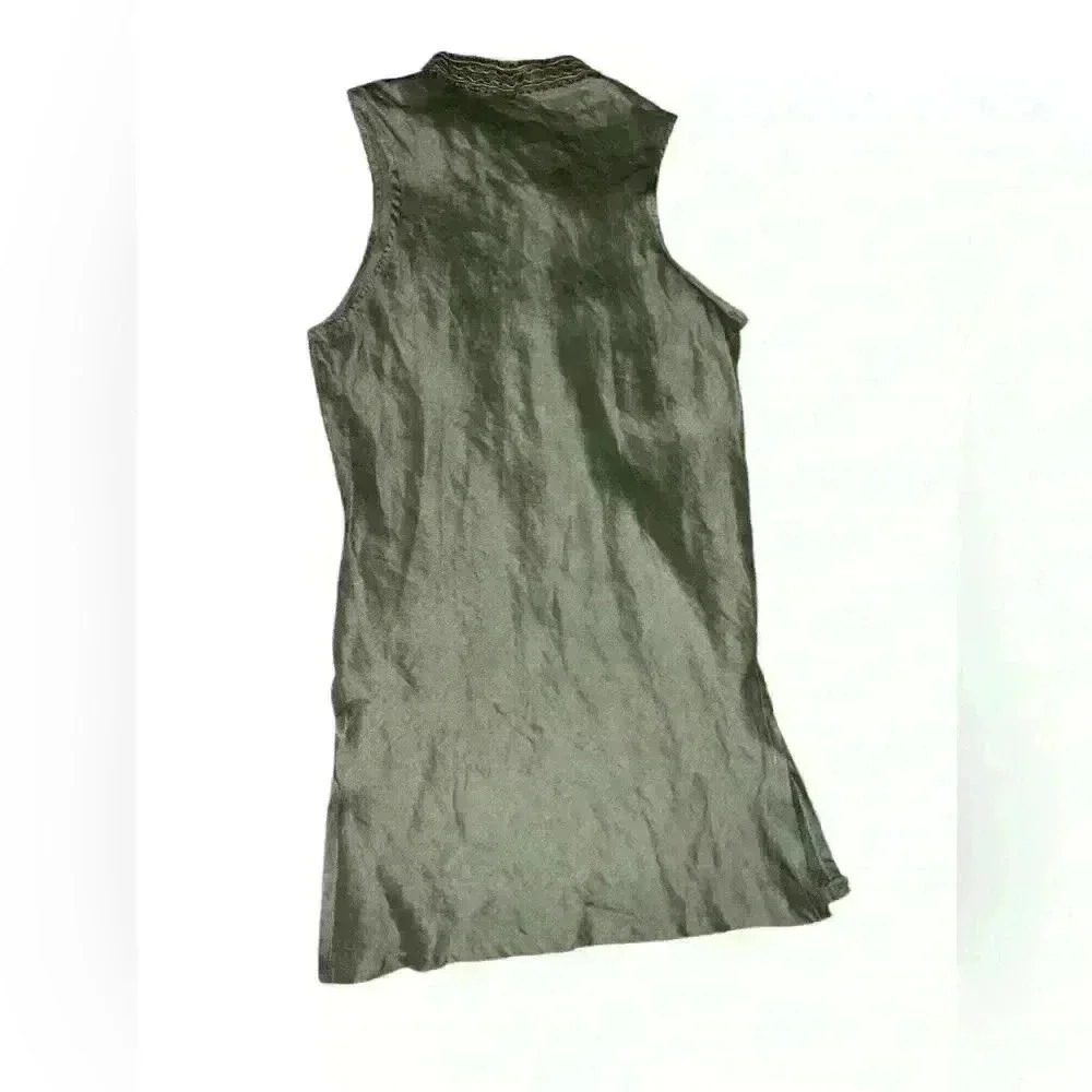 Extreme Green  Sze M Made In Greece Boho , Bohemian Mock Neck Sleeveless - Picture 2 of 5
